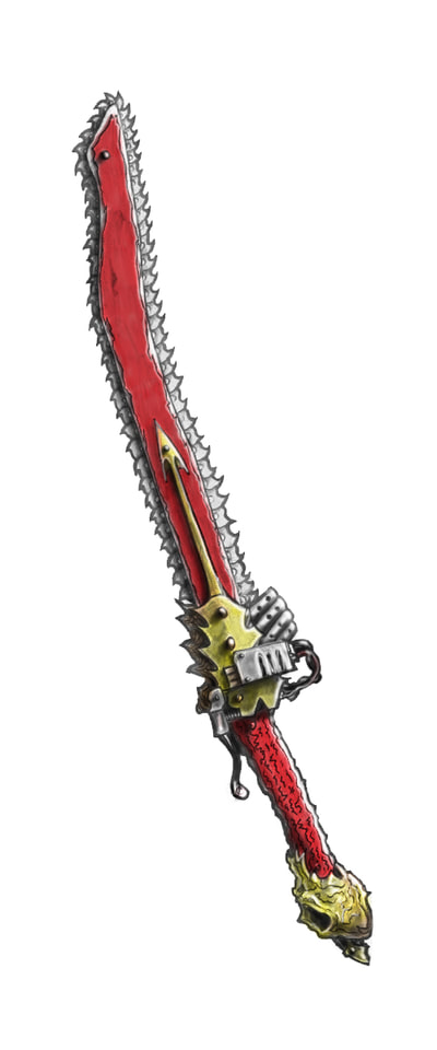 Colored and Shaded with Highlights - Chaos Chainsword